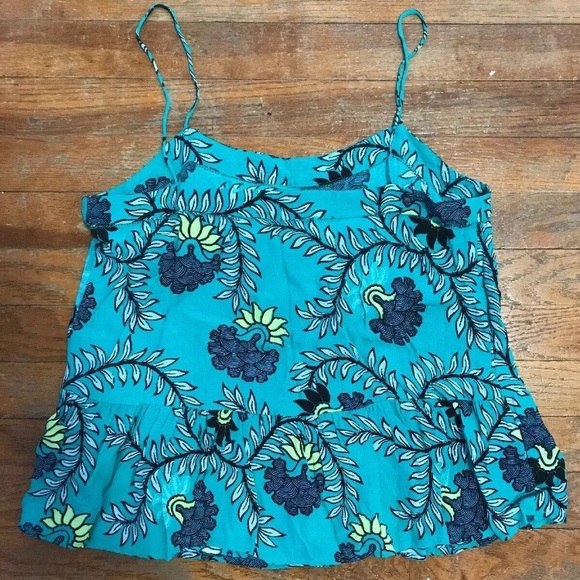 LOFT Blue Paisley Floral Print Peplum Tank Top - Picture 3 of 8